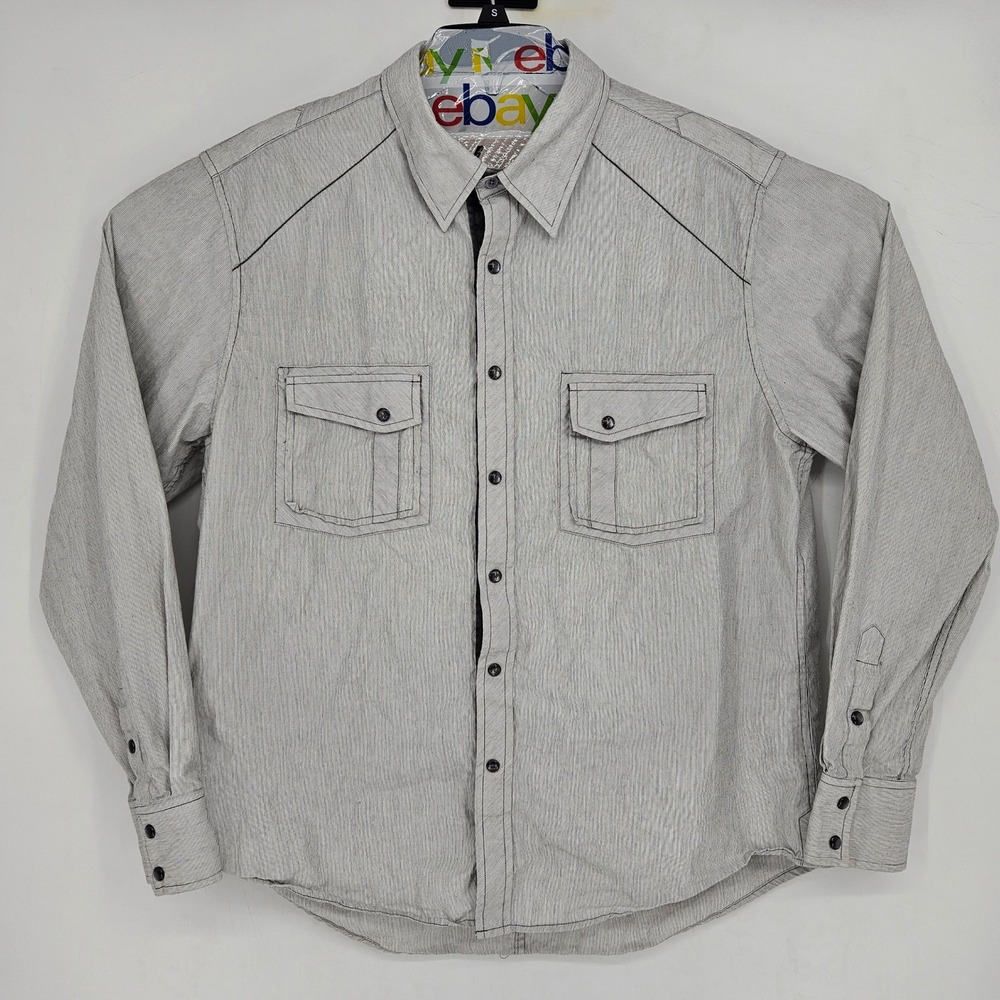 Rock & Roll Cowboy Shirt Mens XL Striped Western Button Up Rodeo Long Sleeve